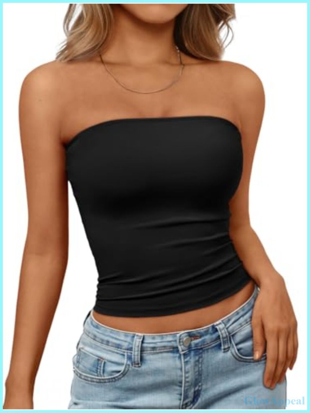 Women's Strapless Bandeau Crop Top Sleeveless Stretch Summer Tank